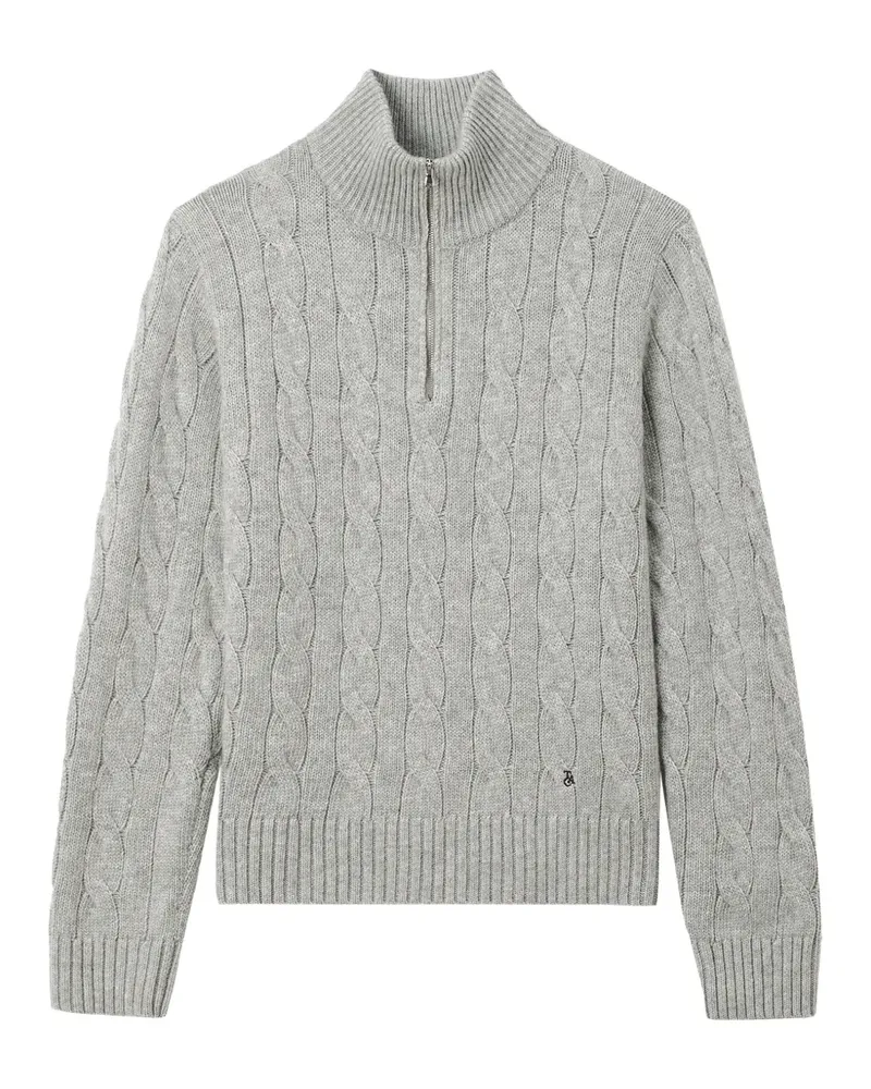 Tout a Coup Pullover mit Zopfmuster und Viertelreißverschluss - Grau Grau