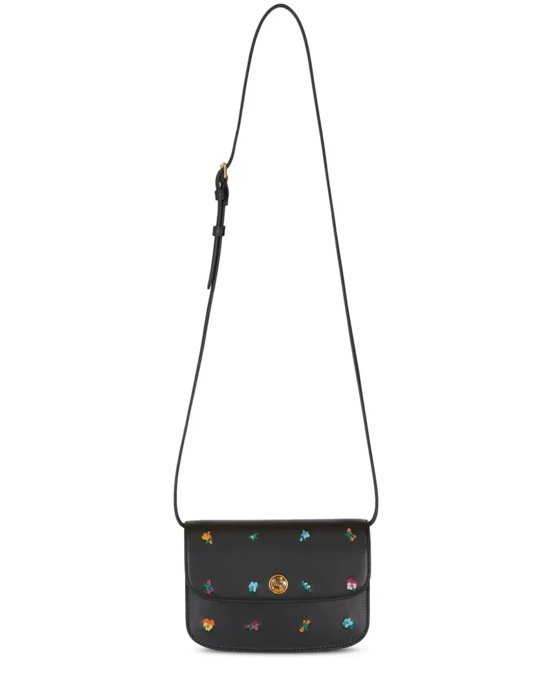 Etro Mini Essential Schultertasche mit Blumenstickerei - Schwarz Schwarz