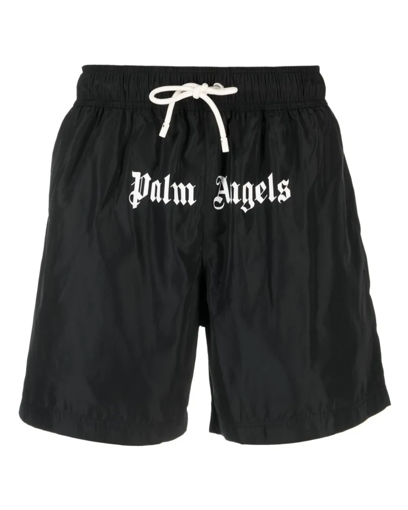 Palm Angels Badeshorts mit Logo-Print - Schwarz Schwarz