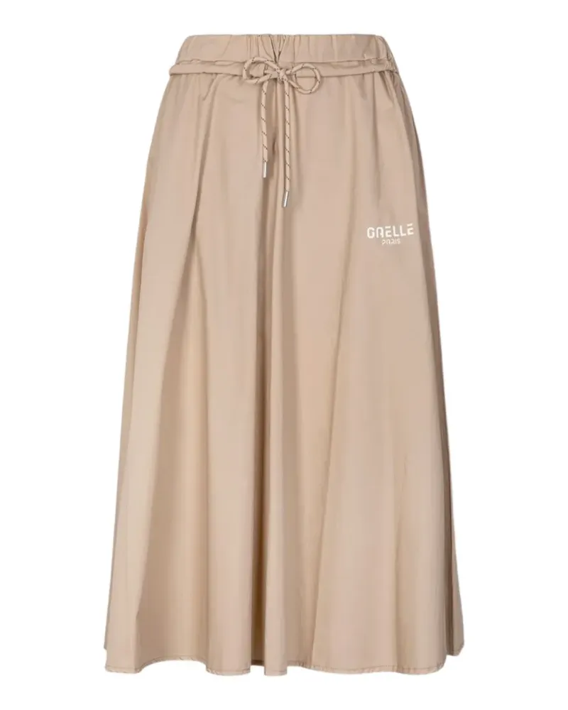 Gaëlle Bonheur drawstring-waist logo-print midi skirt - Nude Nude