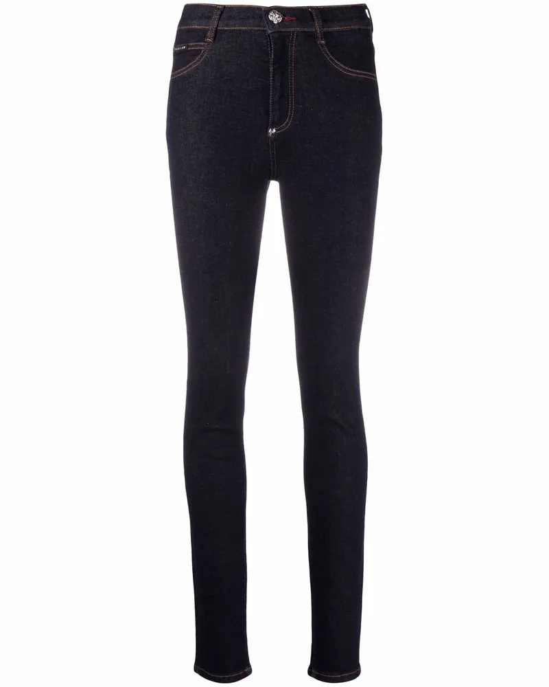 Philipp Plein Skinny-Jeans mit hohem Bund - Blau Blau