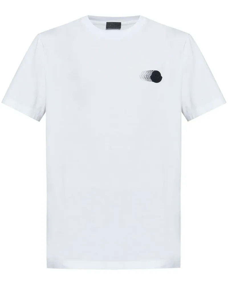 Moncler T-Shirt mit Logo-Patch - Weiß Weiß
