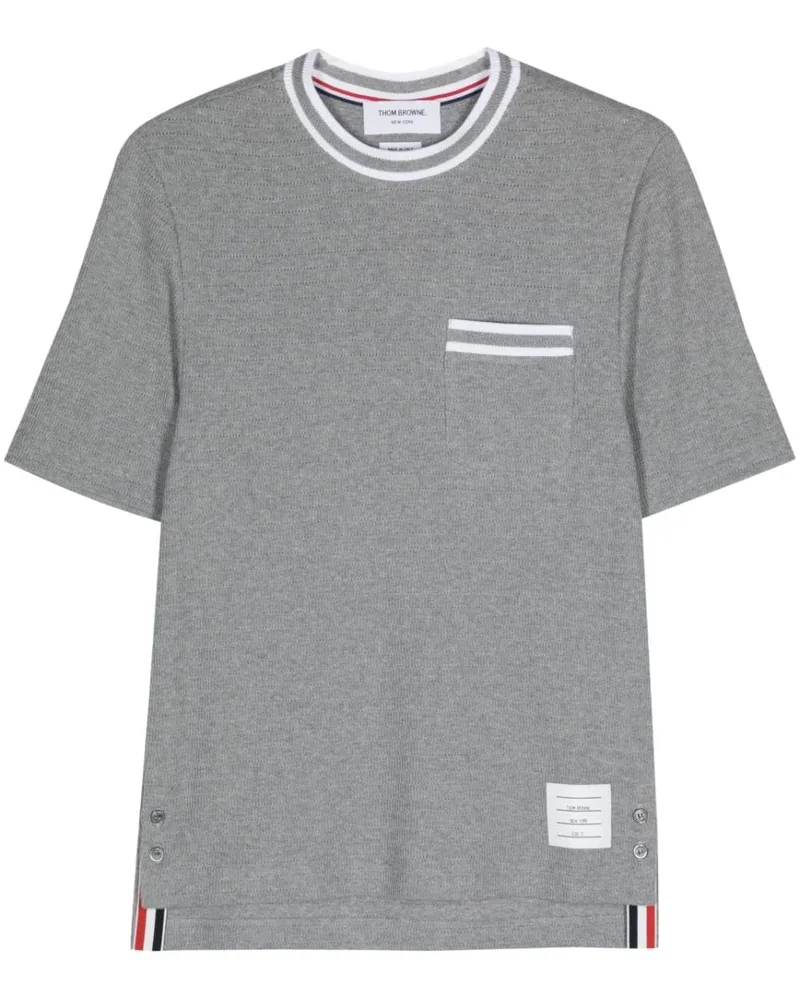 Thom Browne T-Shirt mit Pointelle-Print Grau