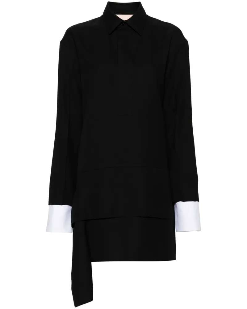 PLAN C Kurzes Hemdkleid - Schwarz Schwarz
