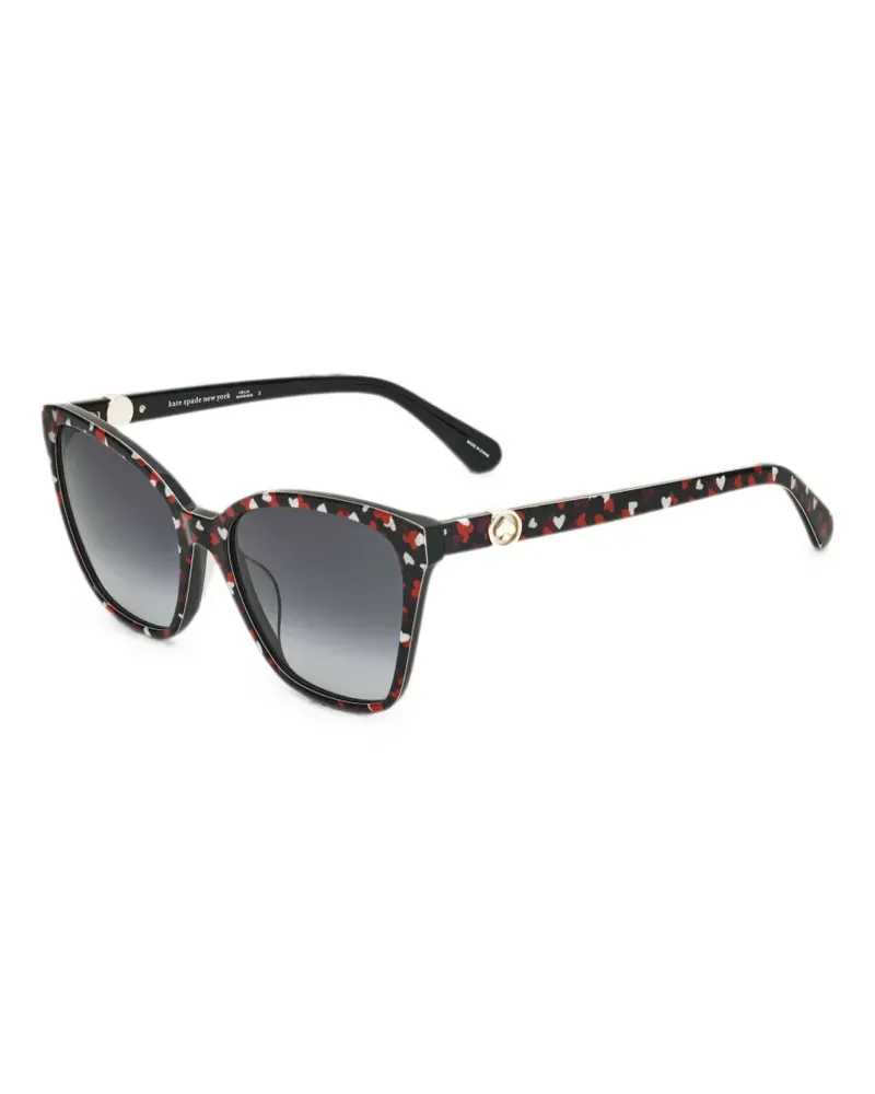 Kate Spade Eckige Sonnenbrille mit Herz-Print - Schwarz Schwarz