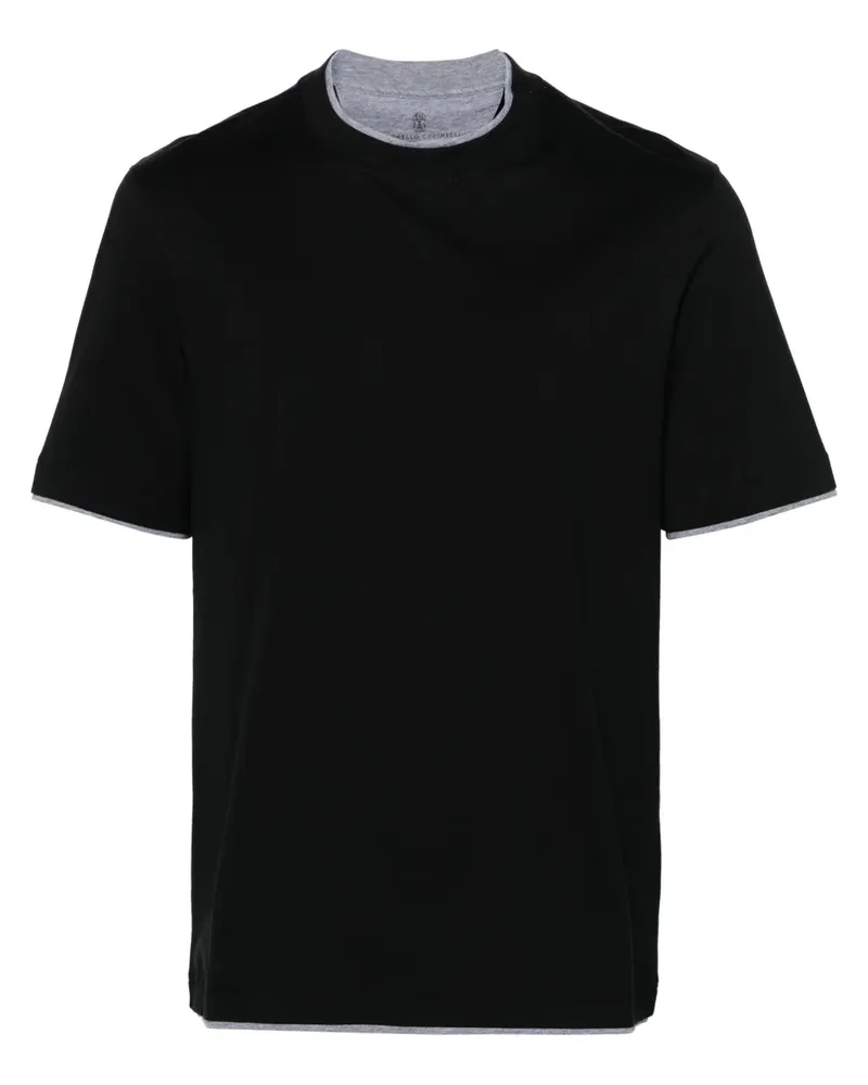 Brunello Cucinelli T-Shirt im Layering-Look - Schwarz Schwarz