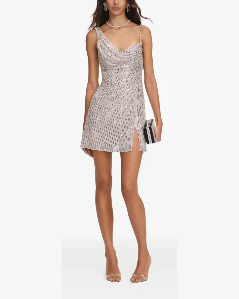 Self-Portrait rhinestone-embellished mini dress - Silber Silber