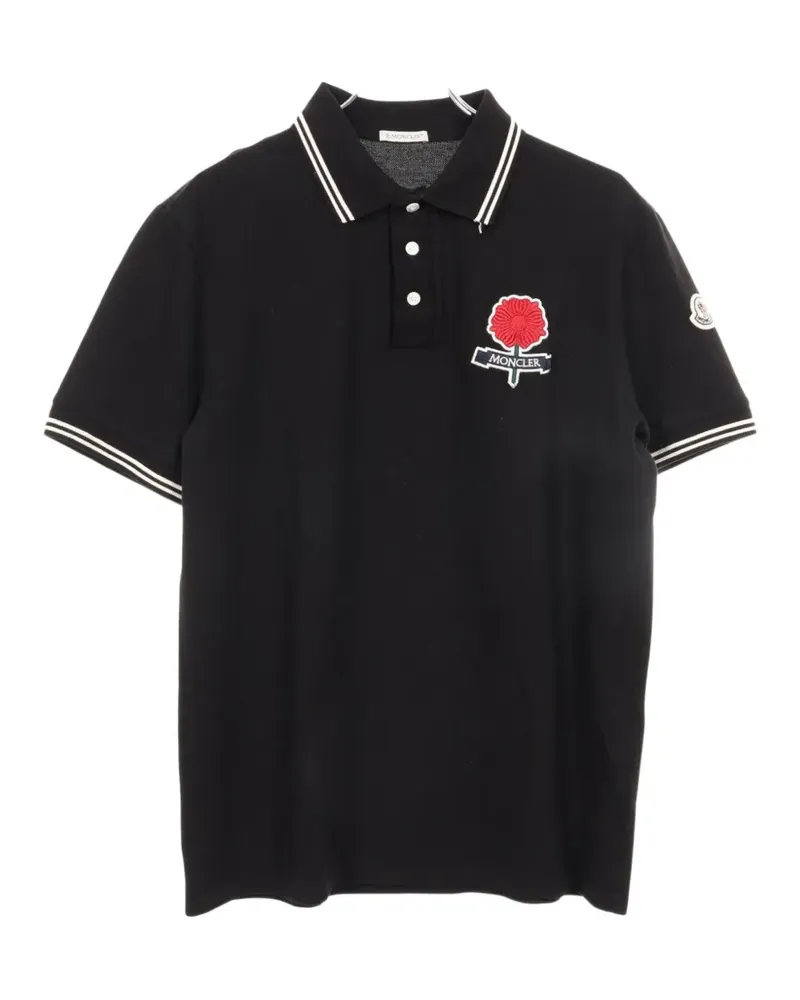 Moncler 2010s flower-embroidered polo shirt - Schwarz Schwarz