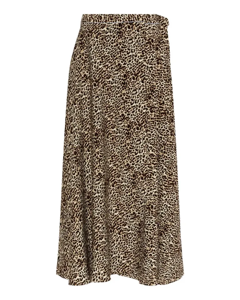 MUNTHE Ubba leopard-print wrap-design maxi skirt - Nude Nude