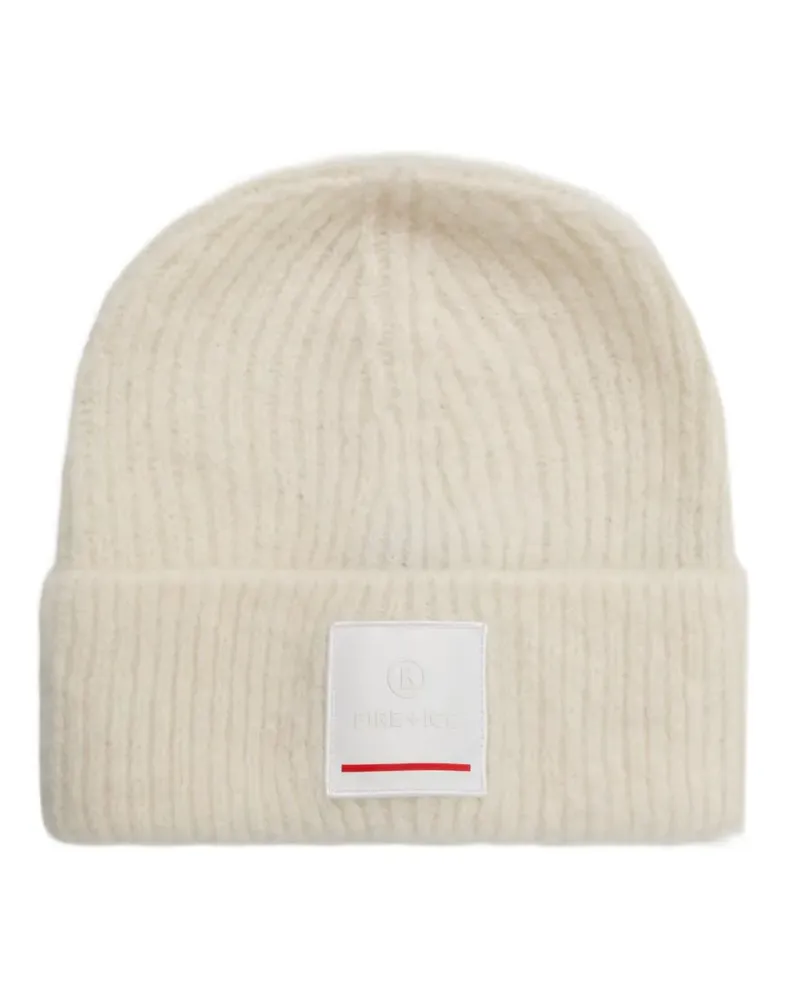Bogner Fire & Ice Gerippte Beanie mit Logo-Patch - Weiß Weiß