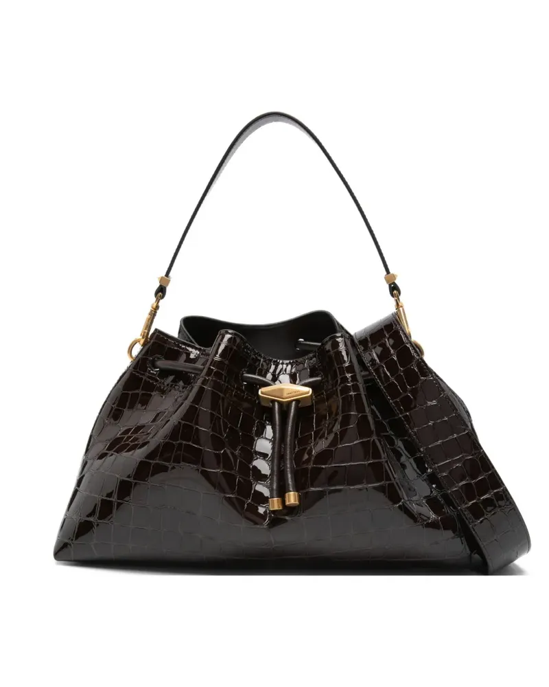 Jimmy Choo Bon Bon croc-effect bucket bag - Braun Braun