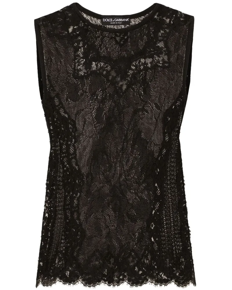 Dolce & Gabbana Strickoberteil mit Spitze - Schwarz Schwarz