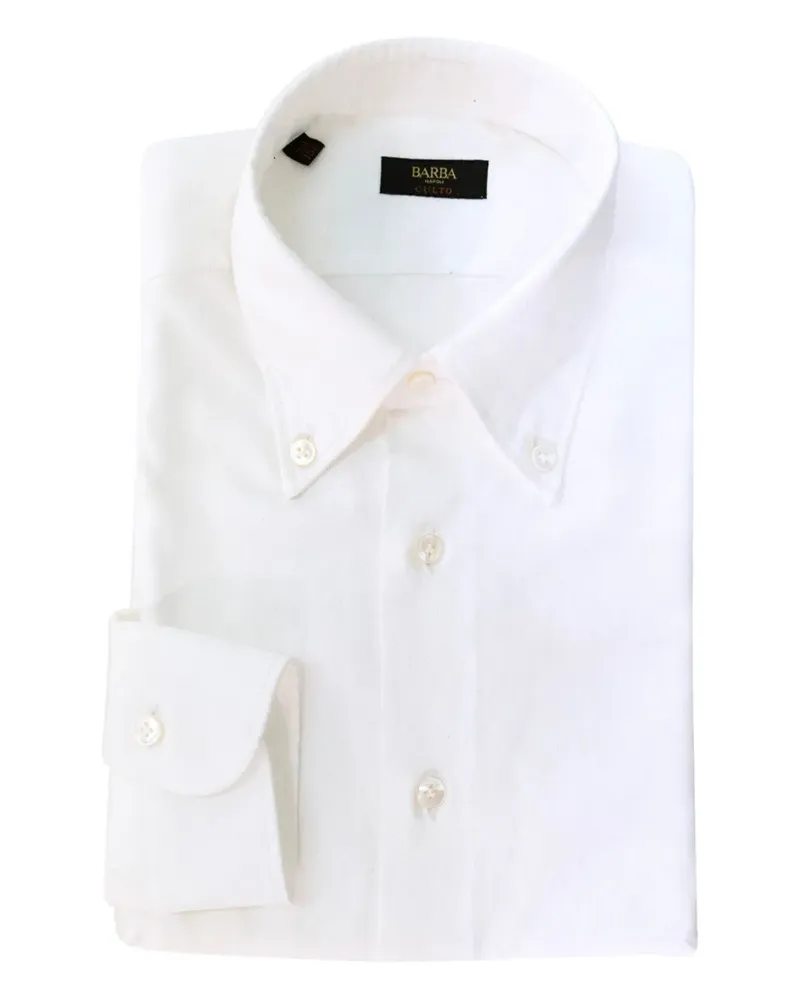 BARBA Button-down-Hemd aus Baumwolle - Weiß Weiß