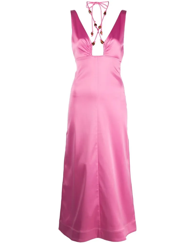 Ganni Ärmelloses Neckholder-Midikleid - Rosa Rosa