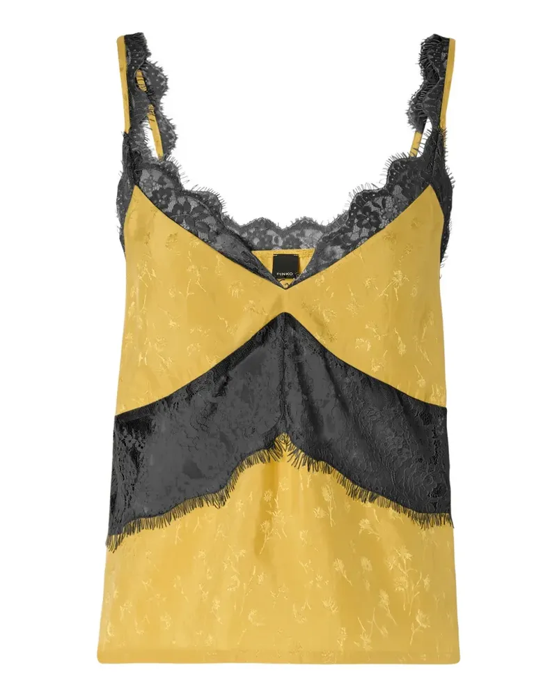 Pinko Camisole-Top mit Spitzenborte - Gelb Gelb