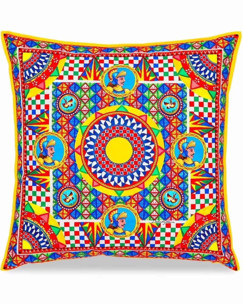 Dolce & Gabbana Mittelgroßes Kissen mit Carretto-Print - Rot Rot