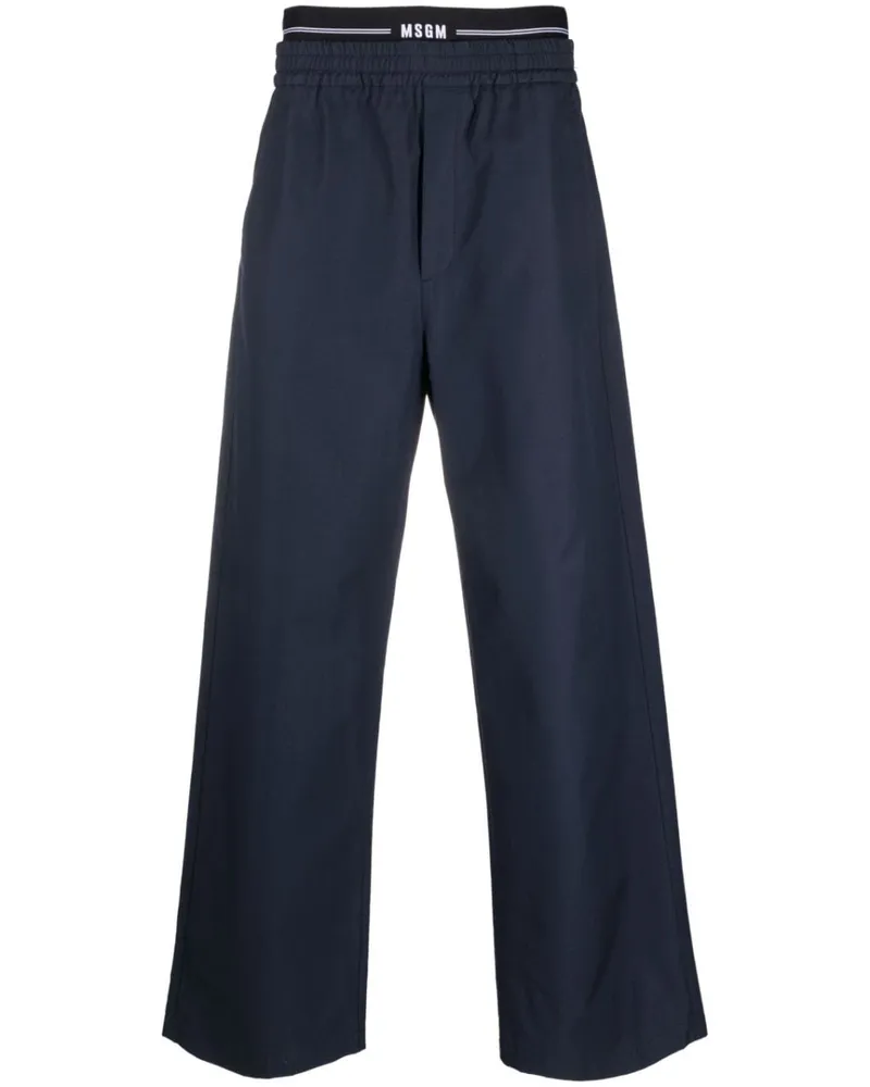MSGM Straight-Leg-Hose mit Logo - Blau Blau