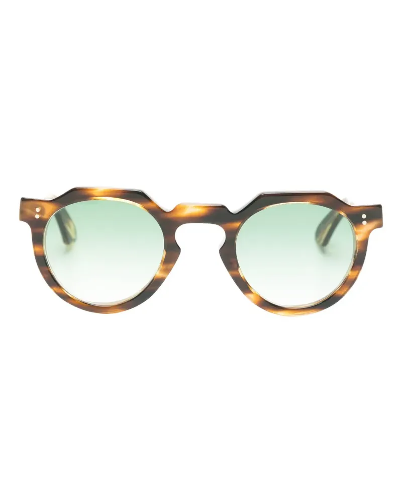 Lesca Geometrische Crown Panto Sonnenbrille - Braun Braun