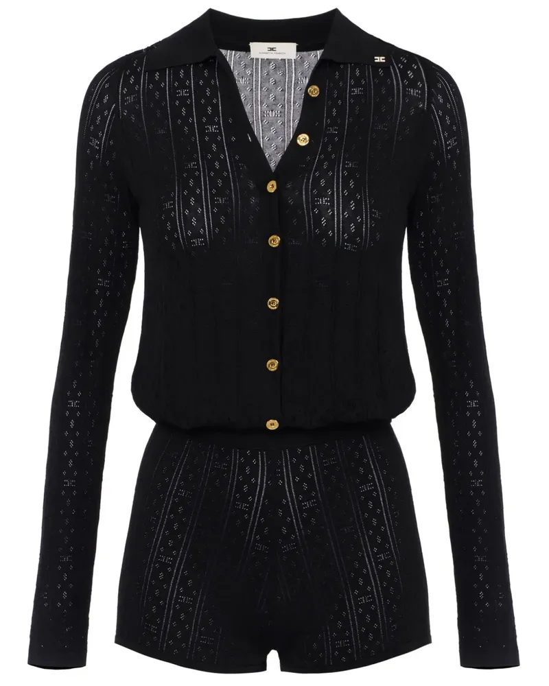 Elisabetta Franchi Gestrickter Jumpsuit - Schwarz Schwarz