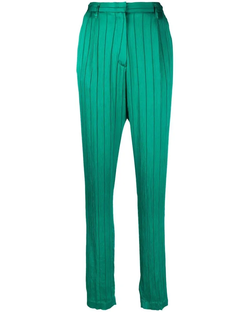 forte_forte Gestreifte High-Waist-Hose - Grün Grün
