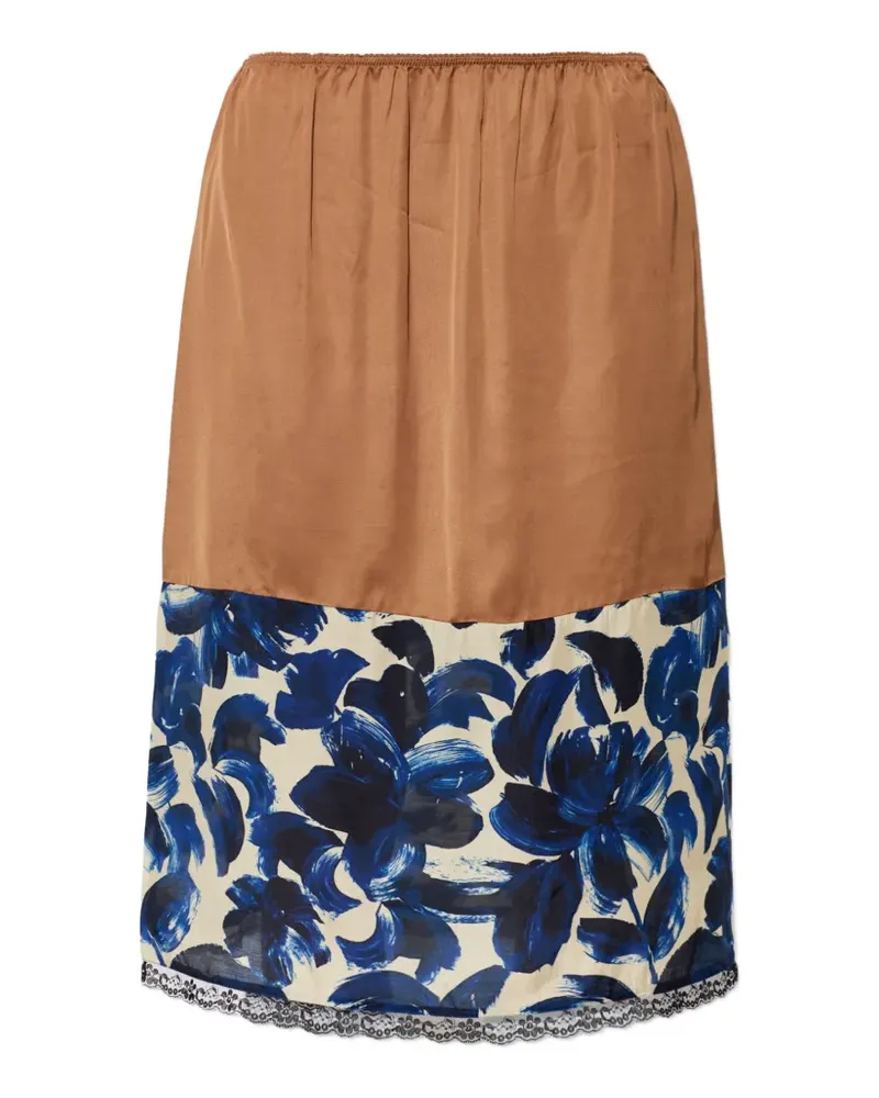 MUNTHE Ninia floral-print midi skirt - Nude Nude
