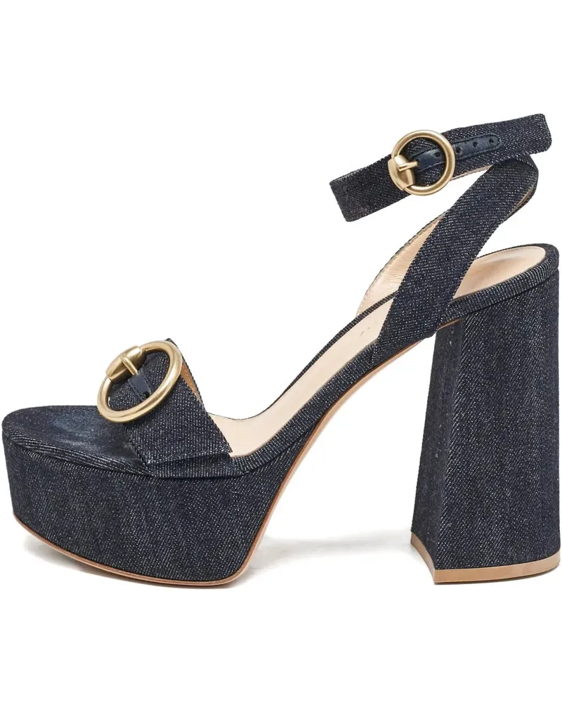 Gianvito Rossi Pre-owned Plateau-Sandalen aus Denim 120mm - Blau Blau