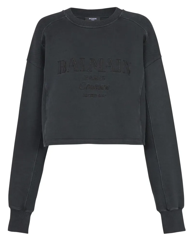 Balmain Sweatshirt mit Logo-Stickerei - Grau Grau
