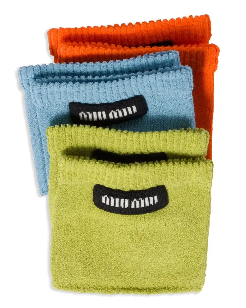 Miu Miu Socken mit Logo-Print (3er-Set) - Orange Orange