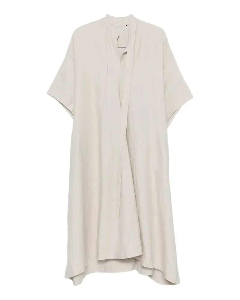 Ziggy Chen panelled short-sleeve midi dress - Nude Nude