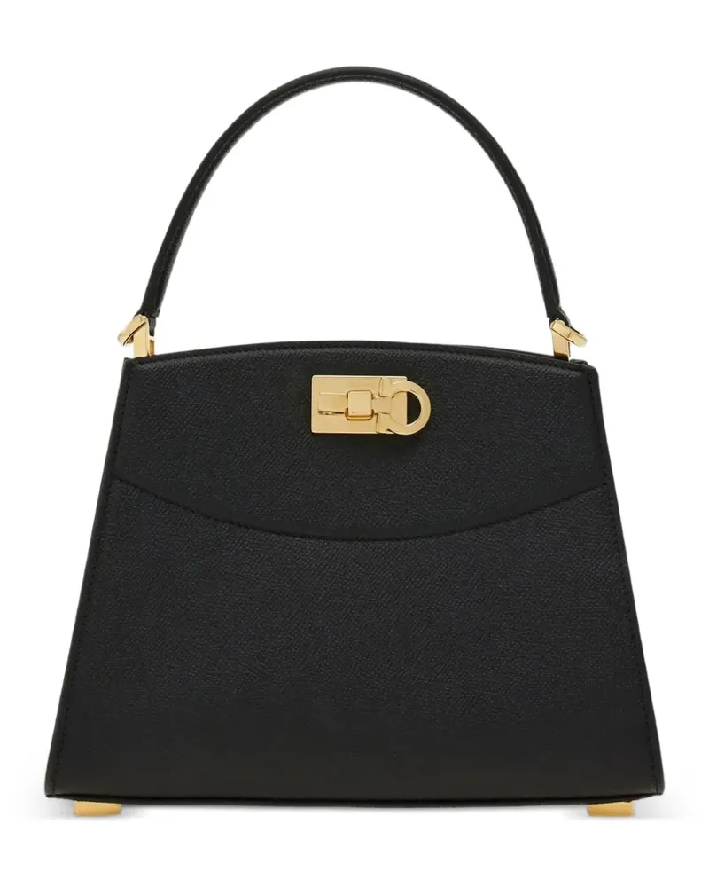 Ferragamo XS Gancini grained leather top-handle bag - Schwarz Schwarz