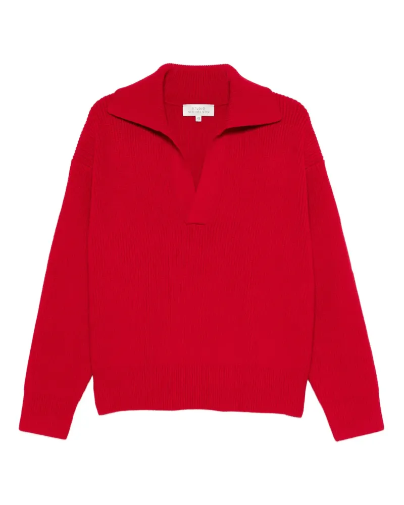 Studio Nicholson Pullover mit Umlegekragen - Rot Rot