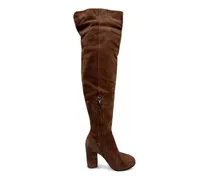 Kniehohe Stiefel mit Blockabsatz - Braun