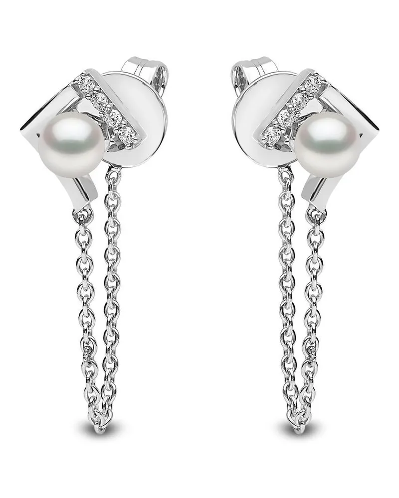 YOKO London 18kt Weißgoldohrringe mit Süßwasserperle und Diamanten - Silber Silber