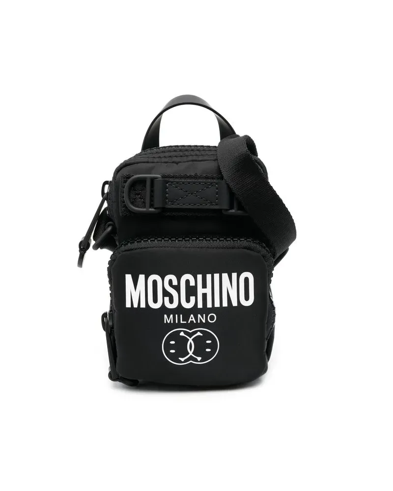 Moschino Schultertasche mit Logo-Print - Schwarz Schwarz