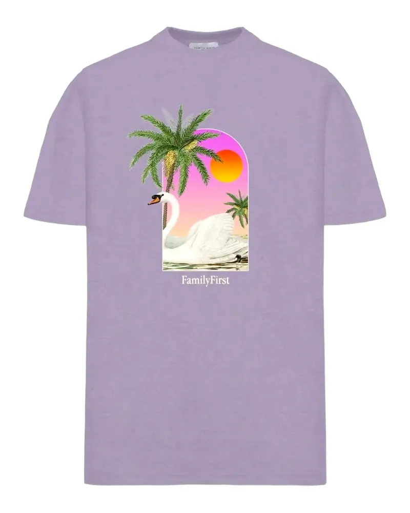 Family First T-Shirt mit Schwan-Print - Violett Violett