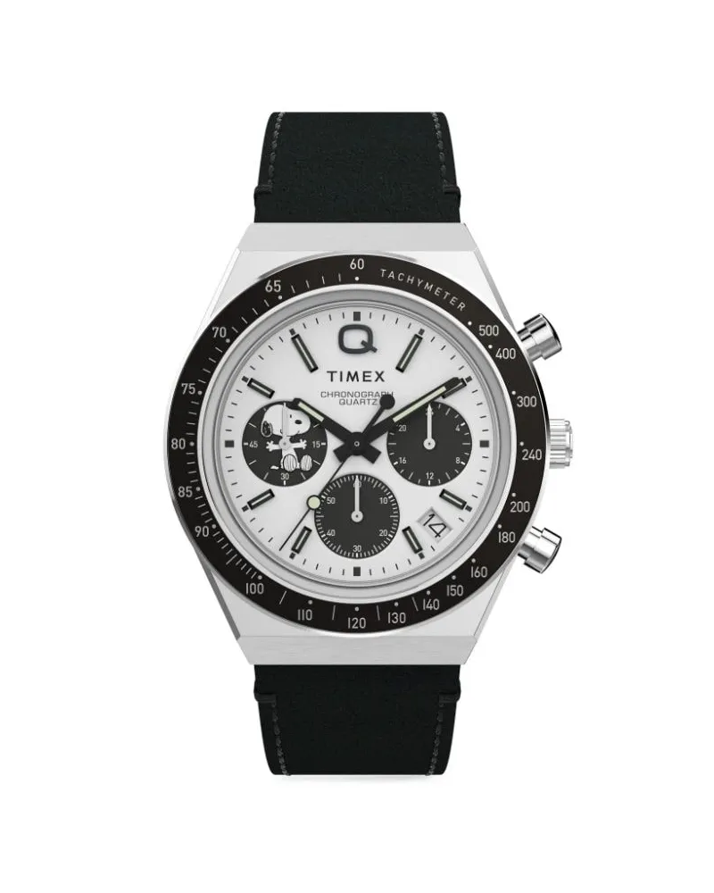 Timex x Peanuts Q Chronograph 40mm - Schwarz Schwarz