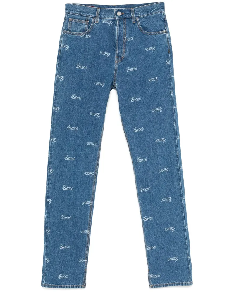 Gucci Jeans mit Logo-Print Blau