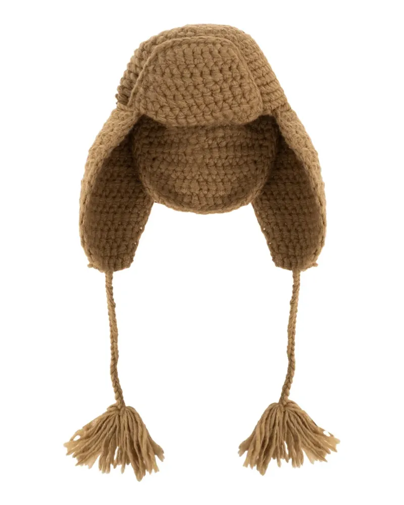 Etro crochet wool & alpaca blend trapper hat - Braun Braun