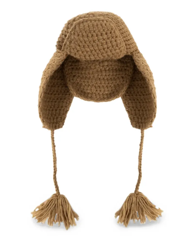 Etro crochet wool & alpaca blend trapper hat - Braun Braun