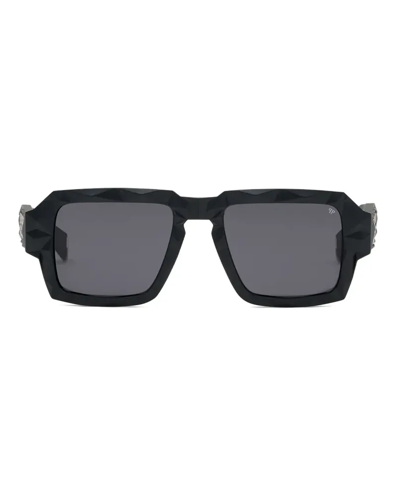 Philipp Plein Matrix diamond-cut square sunglasses - Schwarz Schwarz