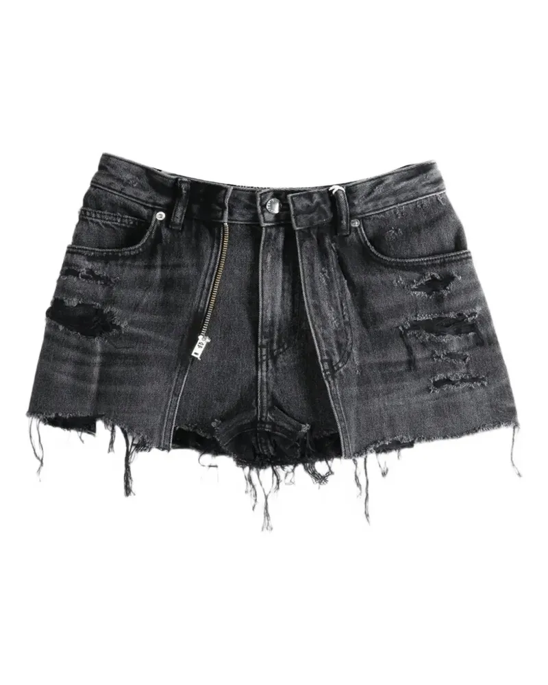 Alexander Wang distressed-effect denim shorts - Grau Grau