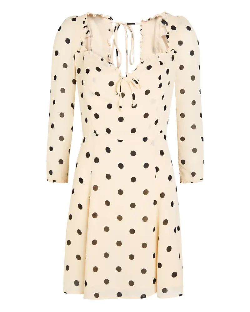 Reformation Polka-Dot-Kleid mit Rüschenbesatz - Nude Nude
