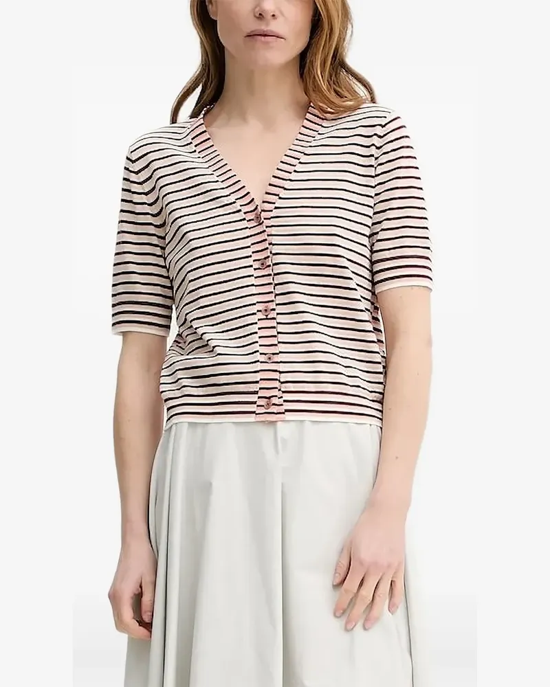 Paul Smith Gestreifter Cardigan mit V-Ausschnitt - Rot Rot