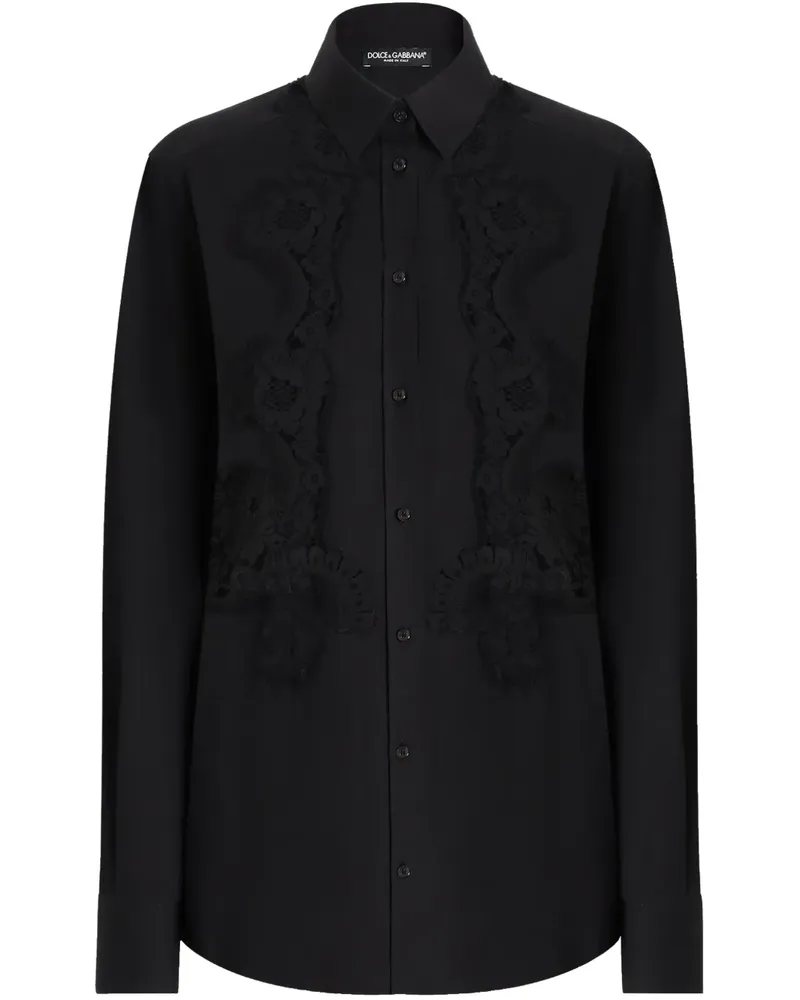 Dolce & Gabbana Hemd mit Spitzeneinsätzen - Schwarz Schwarz