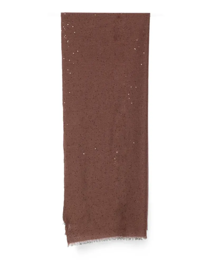 Brunello Cucinelli sequin-embellished frayed scarf - Braun Braun