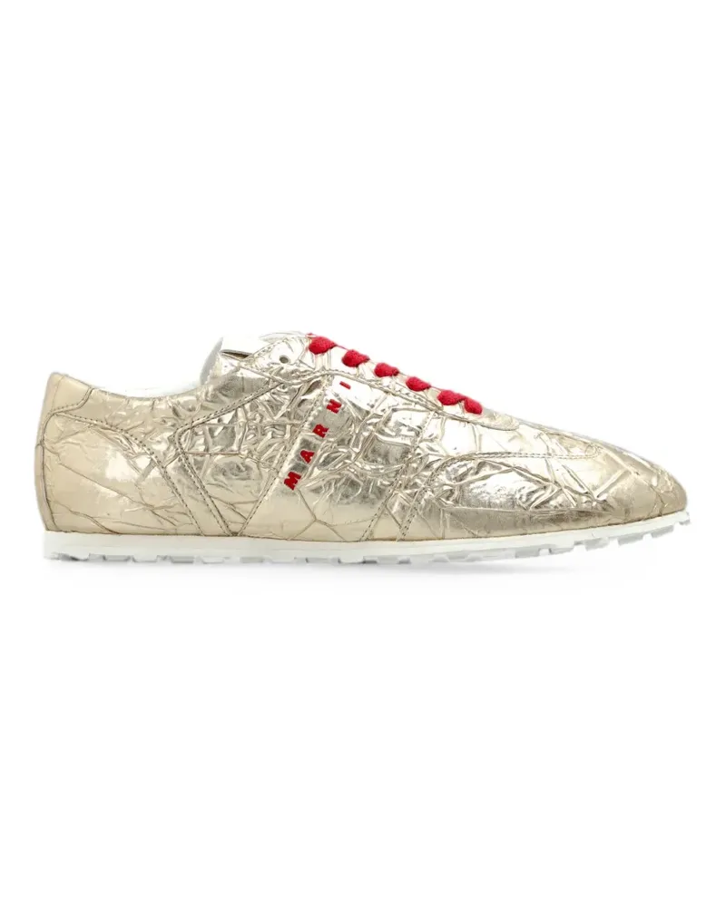 Marni crinkled-finish logo sneakers - Gold Gold