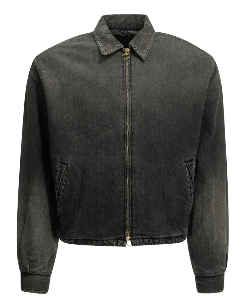 KAPITAL Hacksaw Jeansjacke mit Paisley-Futter - Schwarz Schwarz