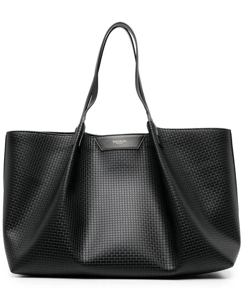 Serapian Shopper aus Canvas mit Monogramm - Schwarz Schwarz