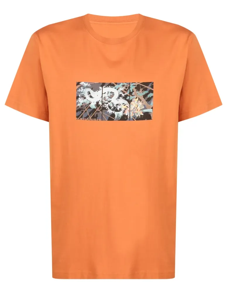 maharishi T-Shirt aus Bio-Baumwolle mit Print - Orange Orange