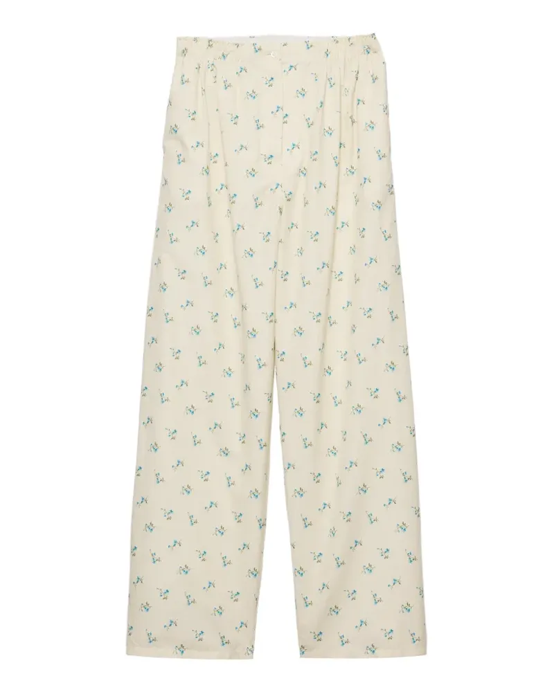 Prada floral-print old canvas pants - Nude Nude